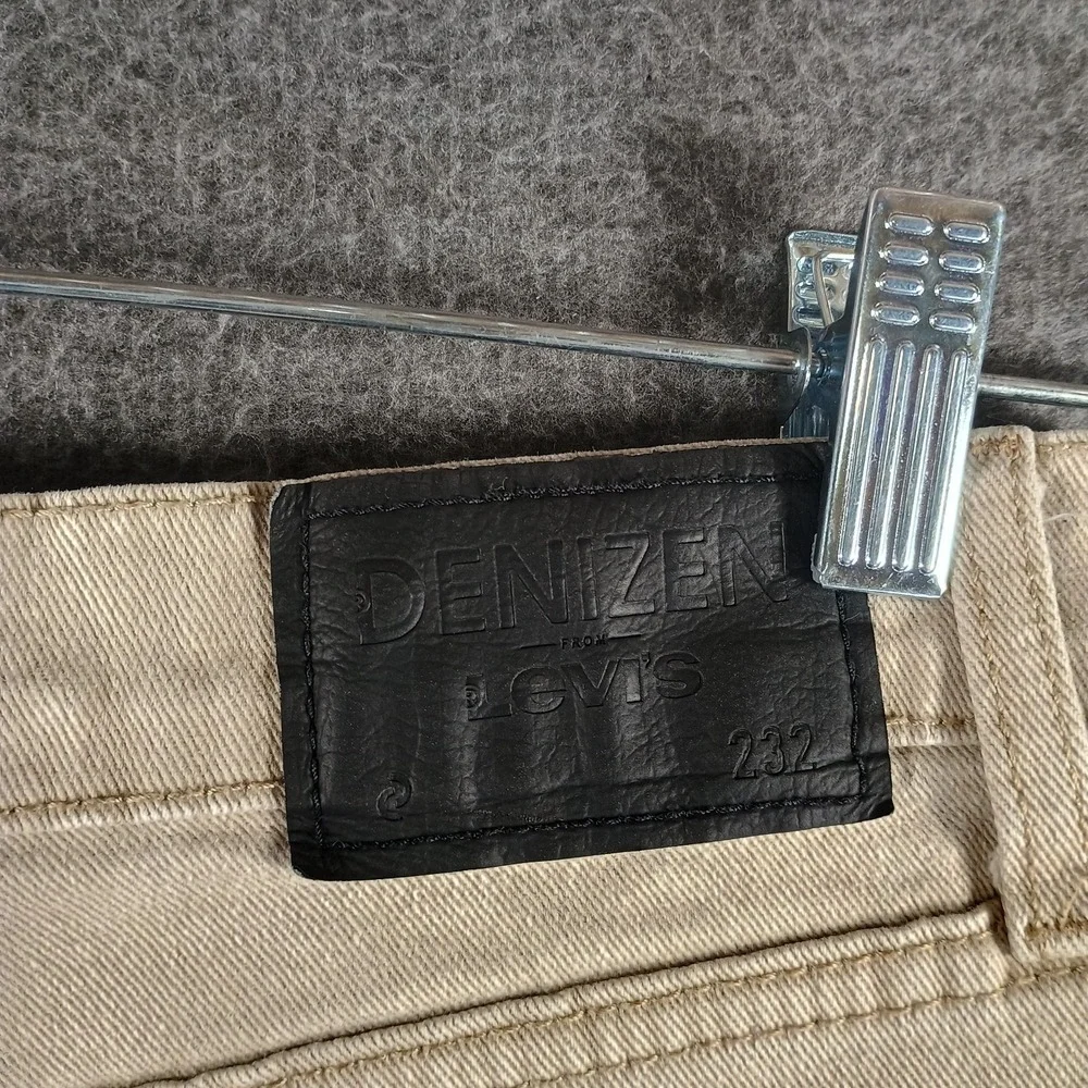 Levis Denizen 232 Slim Straight Fit Jeans Mens 30x30 Tan Beige Pockets‎ Zipper